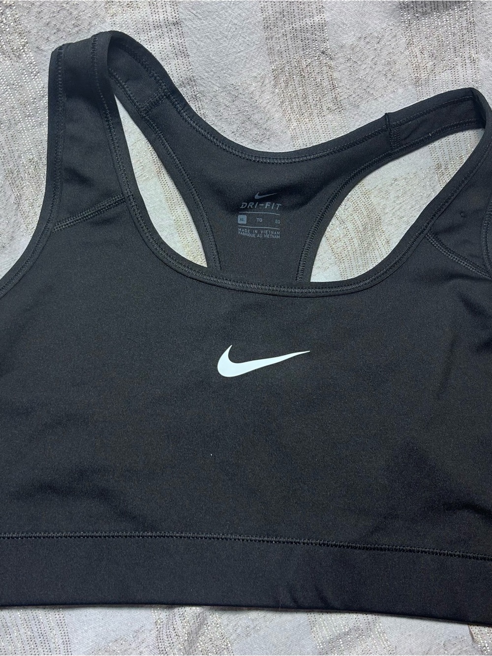 Nike Black Sports Bra with White Swoosh Logo